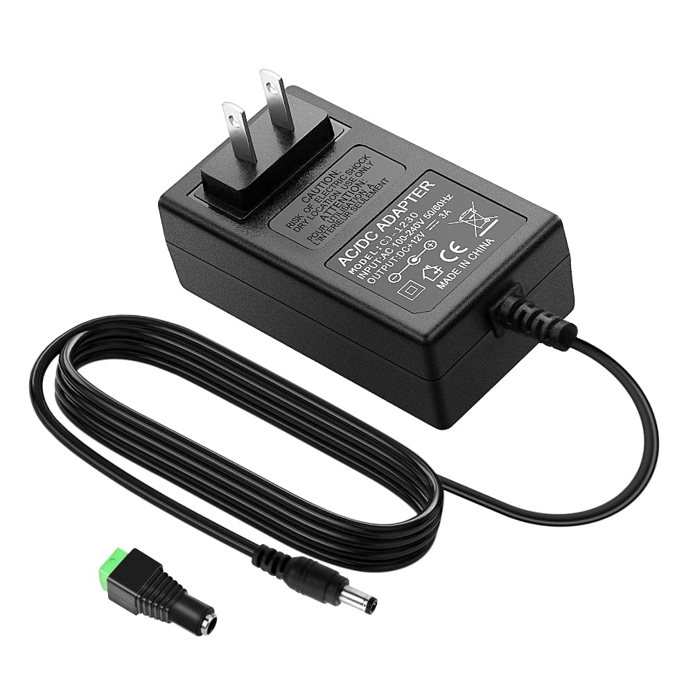 Aclorol 12V 3A Power Supply Adapter 36W 100V-240V AC to DC 12Volts Converter Adapter Transformer 3amp 2.8A2.5A2A1.5A 5.5x2.5mm 2.1mm for WS2811 12V
