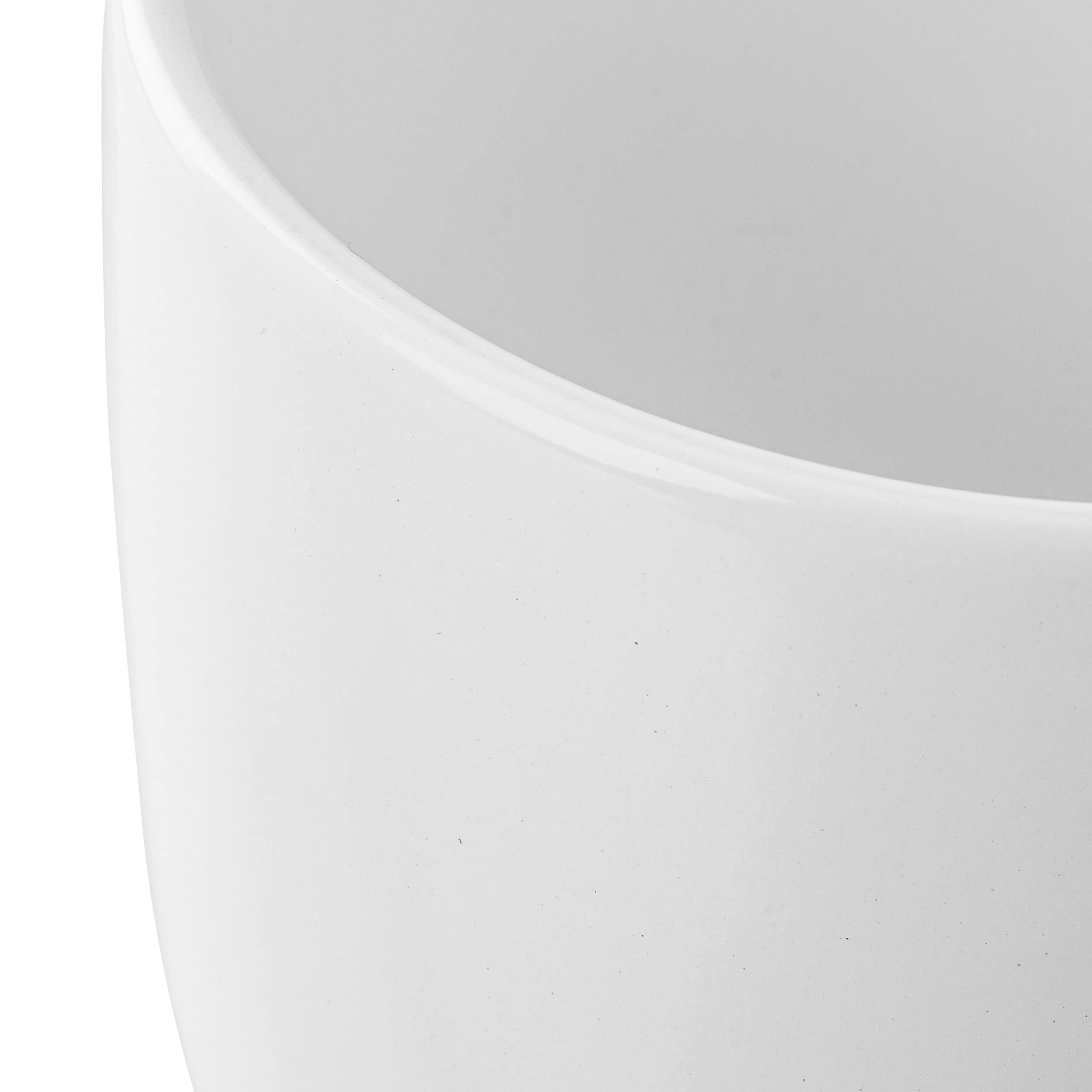 botle Pot de fleurs blanc avec soucoupe ronde 320 mm x 345 mm Surface en céramique brillante Moderne Glamour