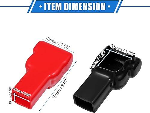 Miniatura 6 de 1 par de cubiertas de aislamiento de terminales de batería, 0.827 x 0.591 in, tapa universal para poste de batería de automóvil, motocicleta,