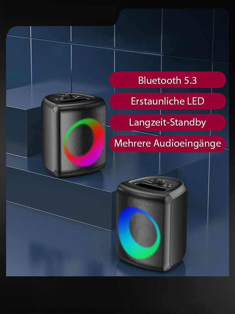 auvisio Boxen, Bluetooth: 2er-Set Outdoor-PA-Partyanlagen & -Bluetooth-Boomboxen, Lichteffekte (PA Anlage, Party-Lautsprecher, DJ)