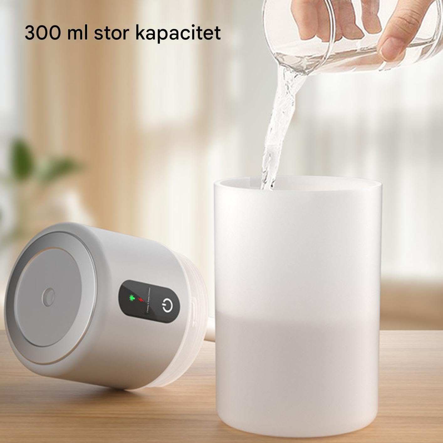 Humidificador portátil de viaje silencioso de 300 ml con luz LED | Humidificador de plantas de interior para el hogar, oficina, hotel, escritorio, alivio para tos y aire seco