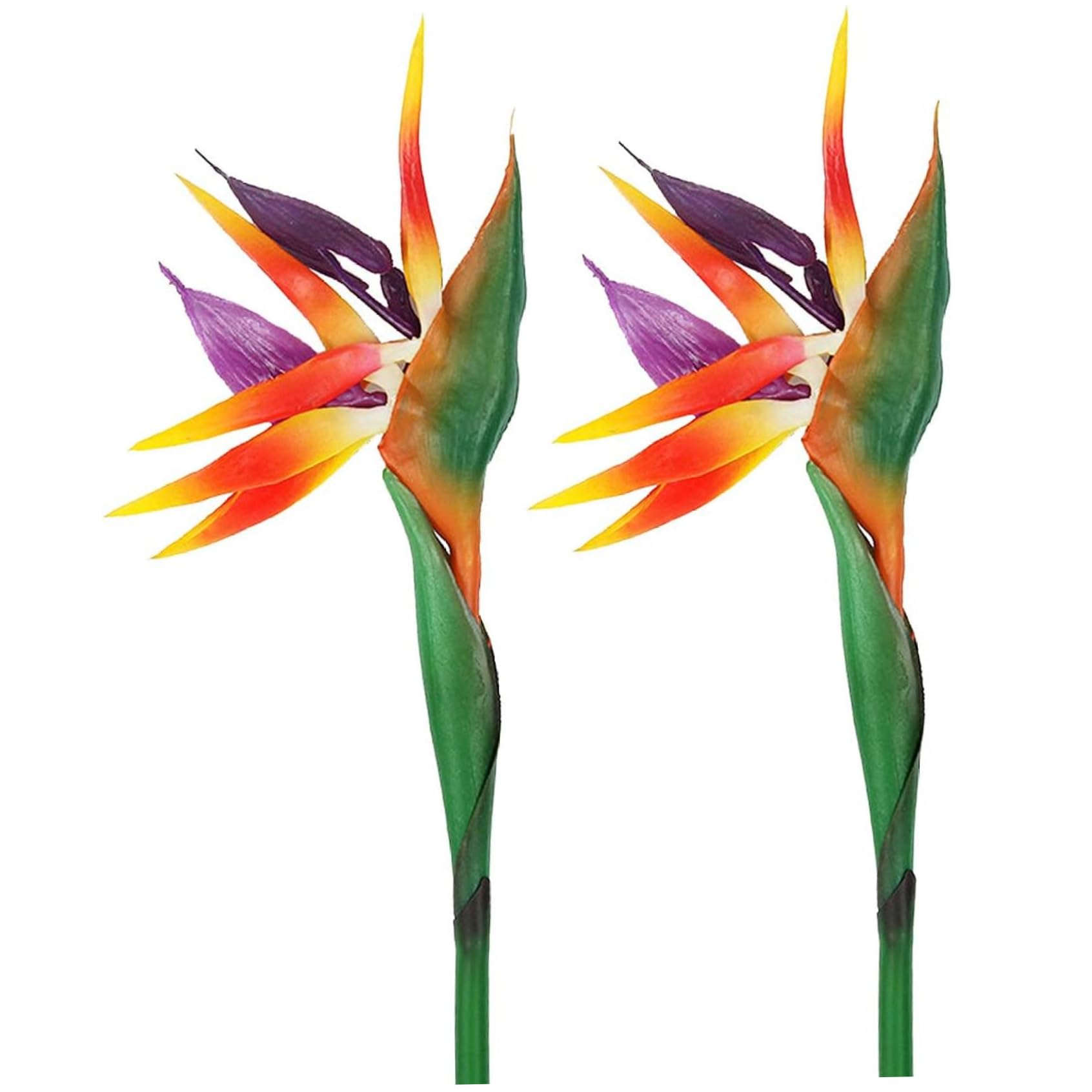 Plante Artificielle Oiseau de Paradis en PVC Souple Orange de 33,5 Pouces pour Déco - Lot de 2