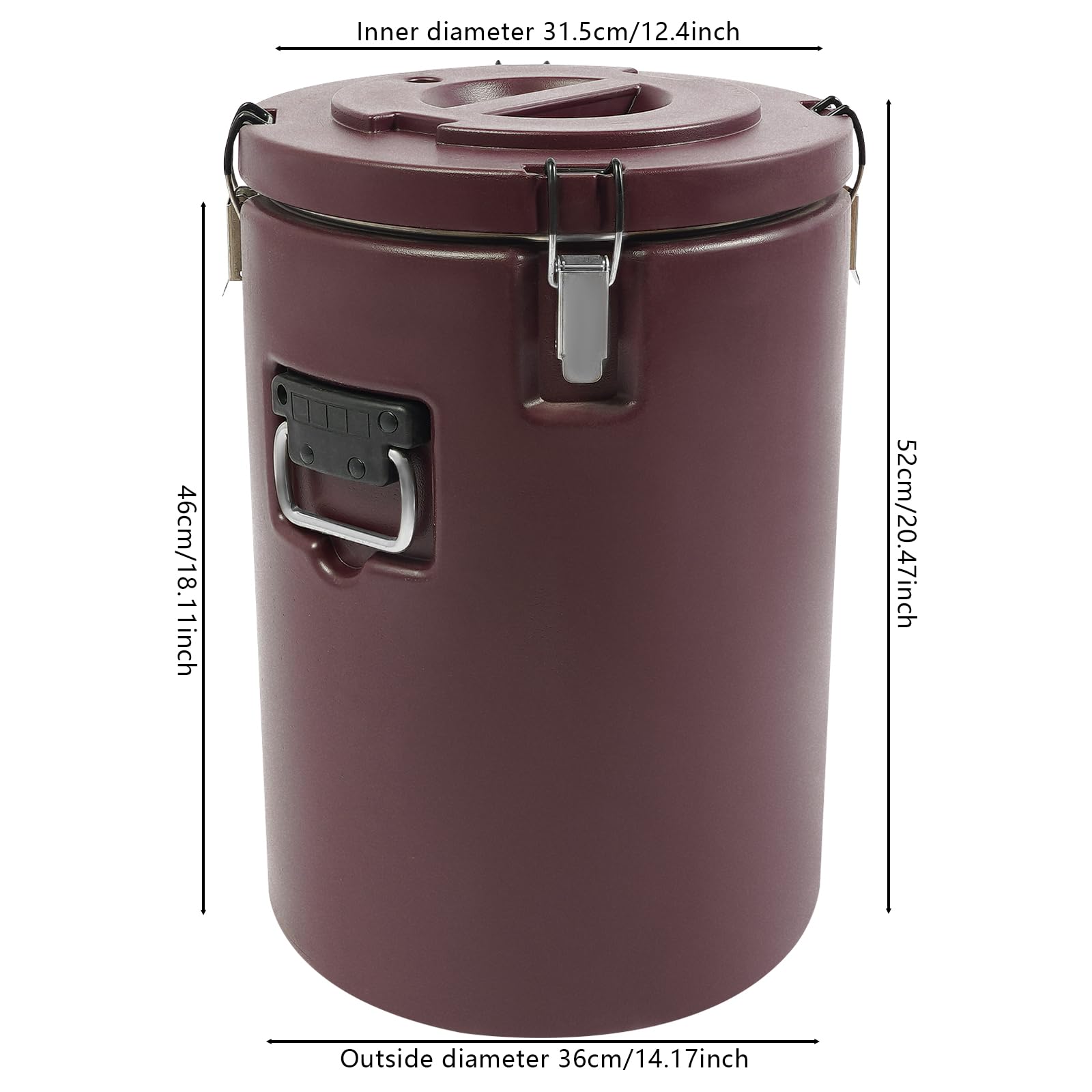 Eapmic 42.27Qt Insulated Food Container, Stainless Steel Container, 40L Commercial Soup Carrier 15 Hours Heat Preservation for Hot and Cold Food Storage Restaurant Canteen Home Lunch Use (Brown, 40L)