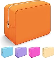 Vista 56 de Iqimott Bolsa Grande de Maquillaje de Nylon, Estuche de Viaje Preppy, Bolsa Grande de Cosméticos de Nylon, Organizador de Maquillaje, Bolsa de Rosa