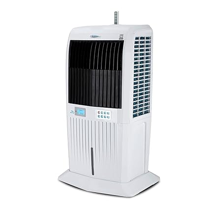 Symphony Storm 70i (New) Tower Air Cooler with Remote, 3-Side Honeycomb Pads, LCD Control Panel, Powerful Blower - 70L, White