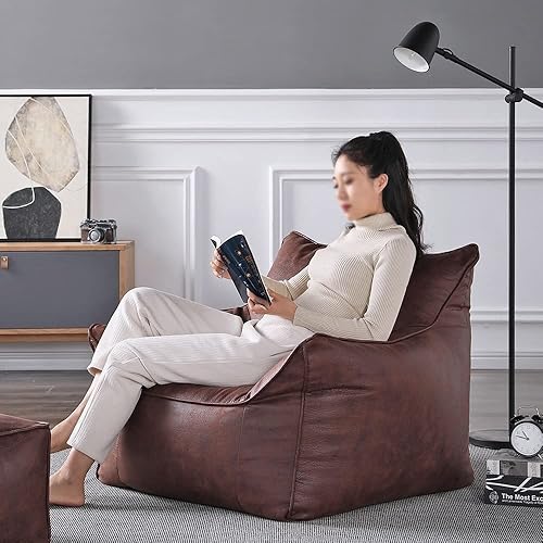 Miniatura 3 de Funda para puf de lujo, funda individual para sofá, de piel sintética de gamuza sintética, puf para dormitorio, sala de estar, jardín, sin relleno