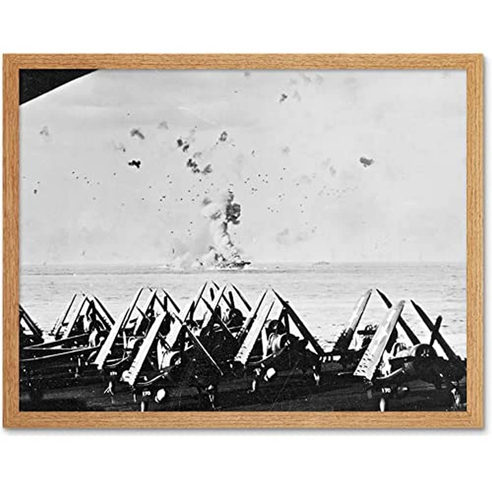 War WWII USA USS Enterprise Kamikaze Attack 1945 Photo Unframed Wall Art Print Poster Home Decor Premium