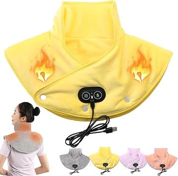 Portable Cordless Heating Pad for Neck Shoulder,USB Heating Pad Shawl Heat Pad Cordless Electric Neck Heater Neck Heating Pad for Neck and Shoulders Cordless Electric Heating PadYellow