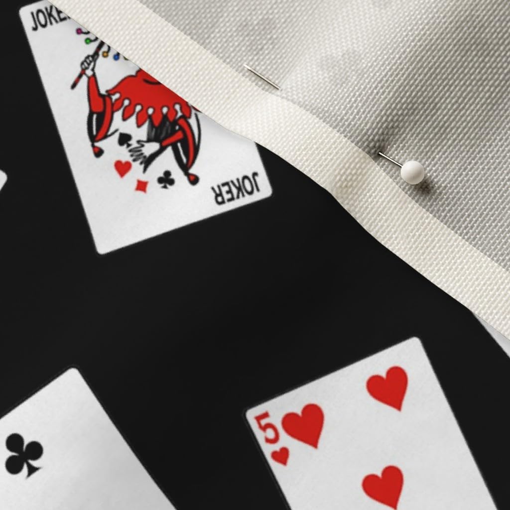 Spoonflower Fabric - Scattered Playing Cards Black Deck Gambling Casino Masculine Game Room Printed on Upholstery Velvet Fabric Fat Quarter - Upholstery Home Decor Bottomweight Apparel