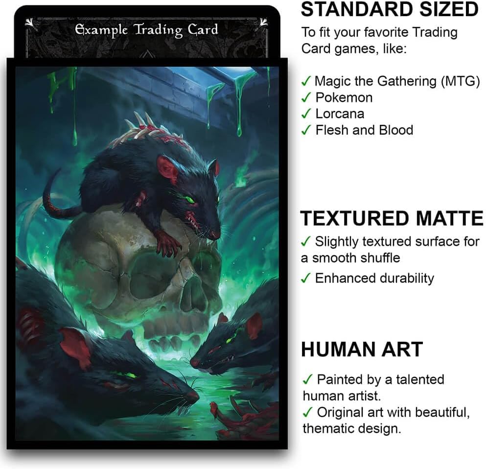 Fantasy North - Plague Rats - 100 Textured Matte TCG Card Sleeves - Fits Magic MTG Commander Pokemon and Other Card Games - Playing Card Sleeves