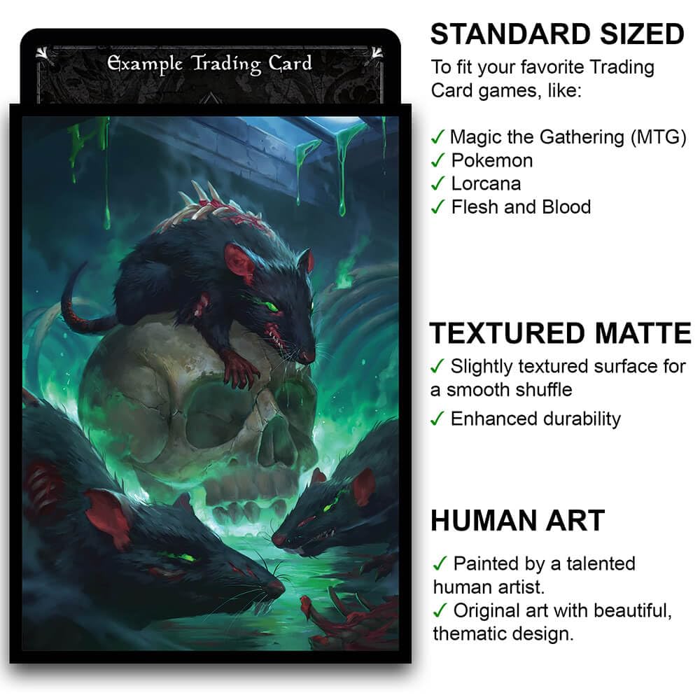 Fantasy North - Plague Rats - 100 Textured Matte TCG Card Sleeves - Fits Magic MTG Commander Pokemon and Other Card Games