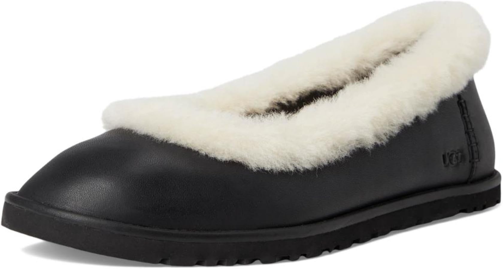Amazon.com | UGG Women's Zora Leather Ballet Flat Shoe, Black, 8.5