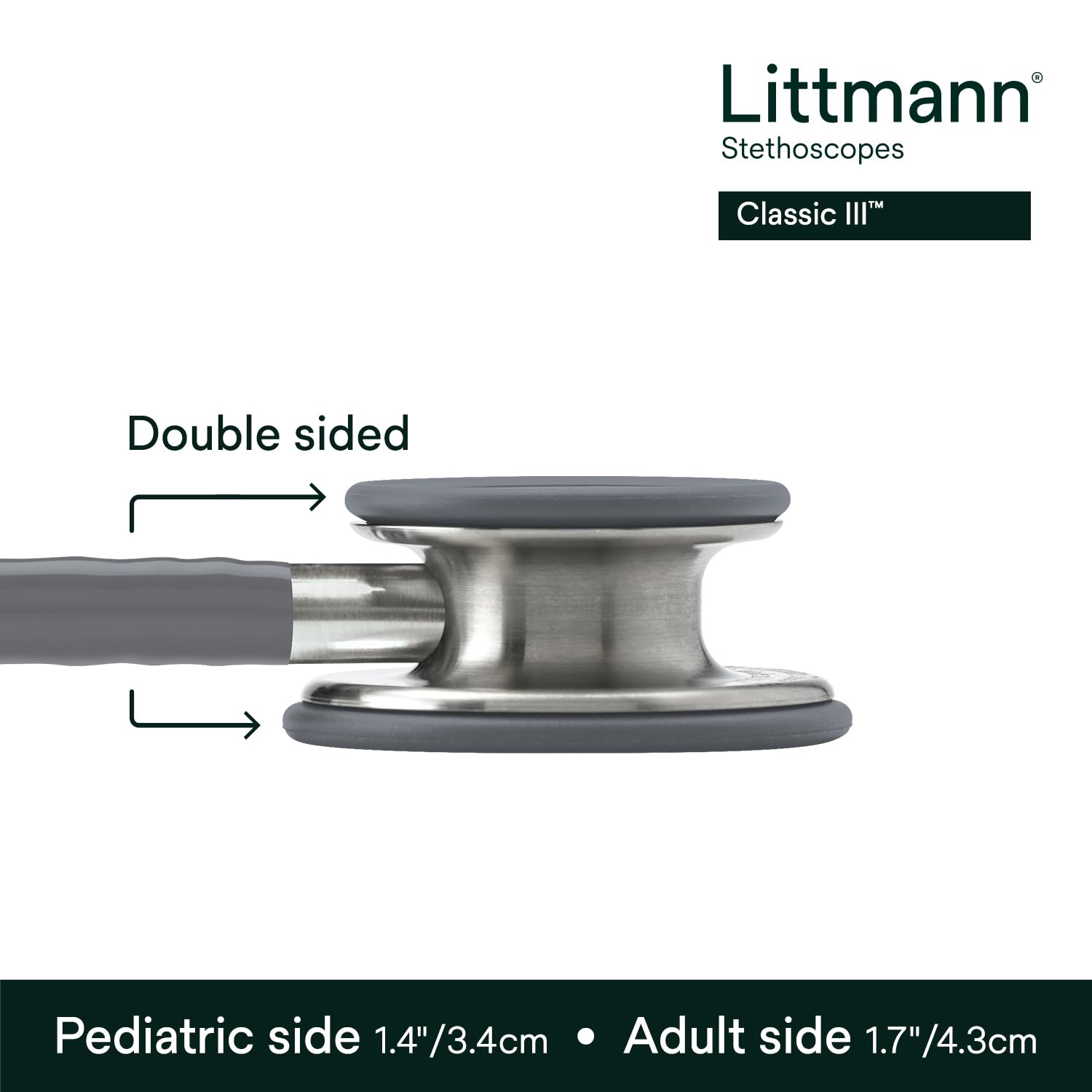 3M Littmann Fonendoscopio para monitorización Classic III, tubo gris, 68,5 cm, 5621