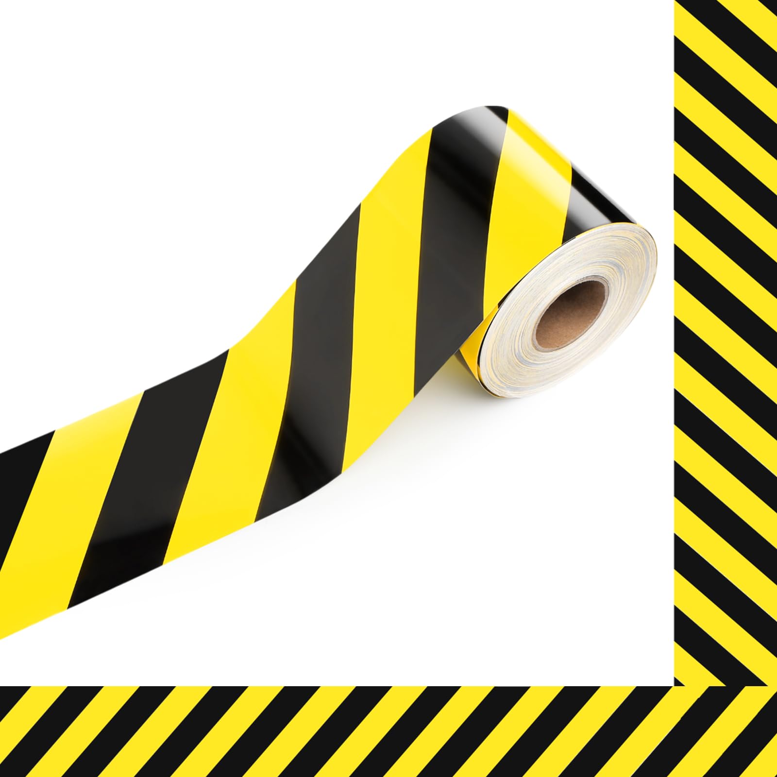 Tenceur 197 Feet Construction Safety Bulletin Board Borders Self Stick Black and Yellow Striped Bulletin Border Trims for Classroom Office Cork Desk