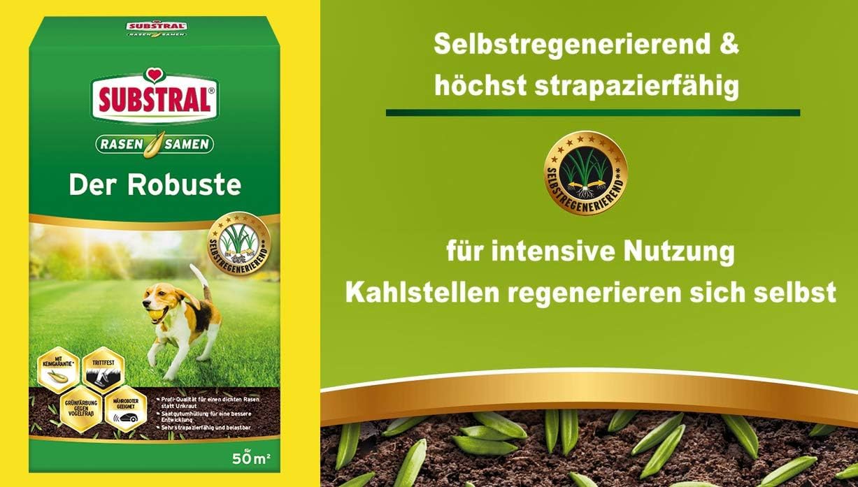 Substral Rasensamen Der Robuste Sport - und Spielrasen Einzigartige Strapazierrasen - Mischung 1kg für 50 m²