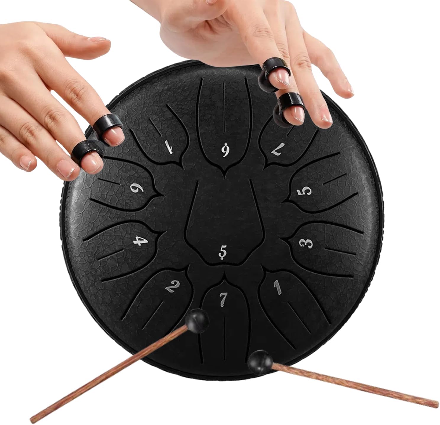 Tongue Drum Steel Tongue Drum Set, 6 Inch 11 Tone D Major Tongue Drum, Steel Tongue Drum Handpan Steel Drum with Drum Bag for Meditation, Sound Healing (Black)