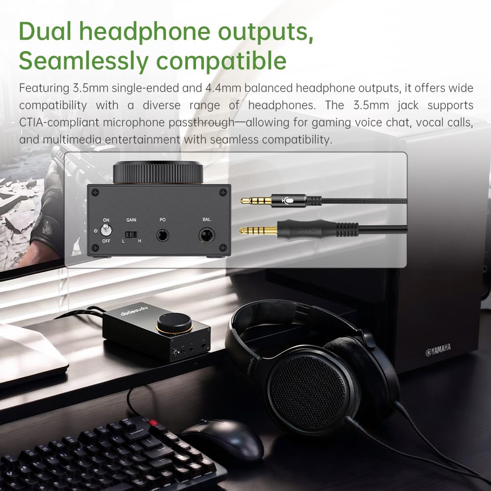FIIO JadeAudio GIGAS 1 Amplificador de auriculares de escritorio de alta potencia, salida equilibrada de 4600 mW, circuito discreto de clase AB, equilibrado de 4.4 mm, amplificador de auriculares de