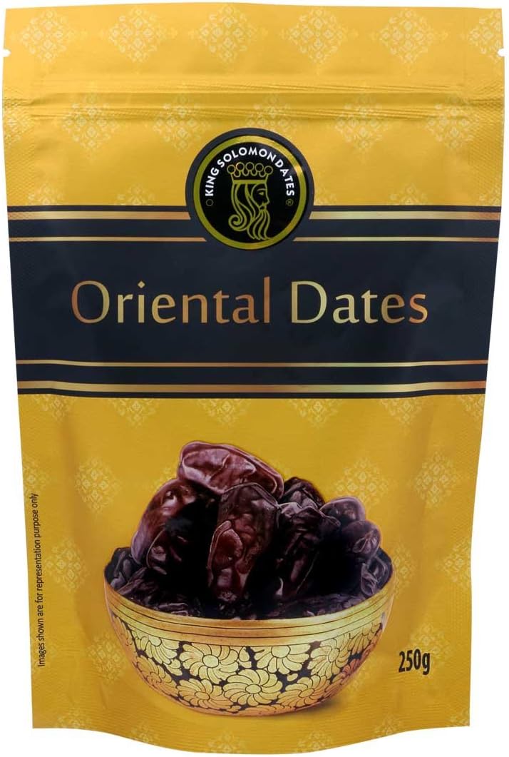 King Solomon Oriental Dates 250g | All Natural | No Added Sugar | No Preservatives | Gluten Free | Vegan – Plant Based | Non-GMO | Dates Dry Fruits | Khajur | Khajoor | Khejur (250.0 Grams)