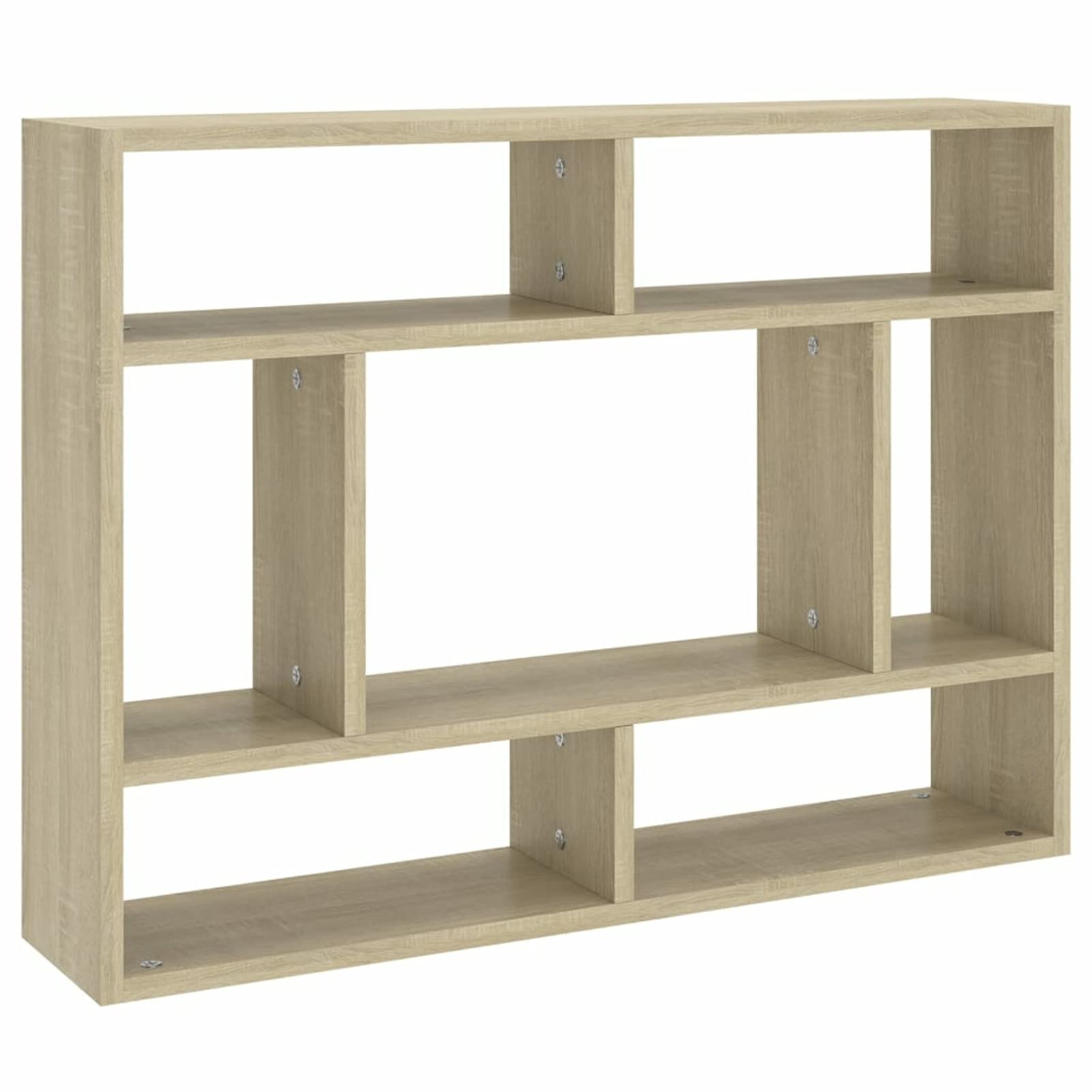 Gecheer Mensola da parete con scomparti aperti, per CD, DVD, in legno di rovere Sonoma, 75 x 16 x 55 cm, for libri, collezioni, decorazioni