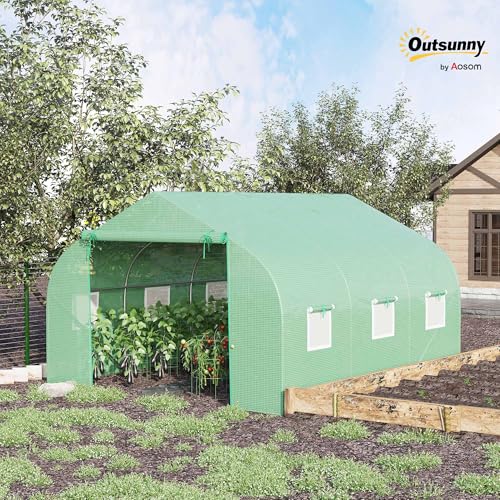 image for Outsunny 11.5' x 10' x 6.5' Outdoor Walk-in Greenhouse, Tunnel Green H