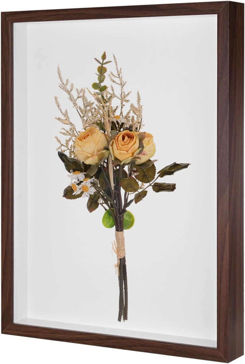 Shadow Box Frame (13 x 17 Inch, Brown) - Wooden Dried Flower Photo Frame, Memory Box Display Case with Felt Back, Apply to Flower/Tickets/Photos/Memorabilia DIY