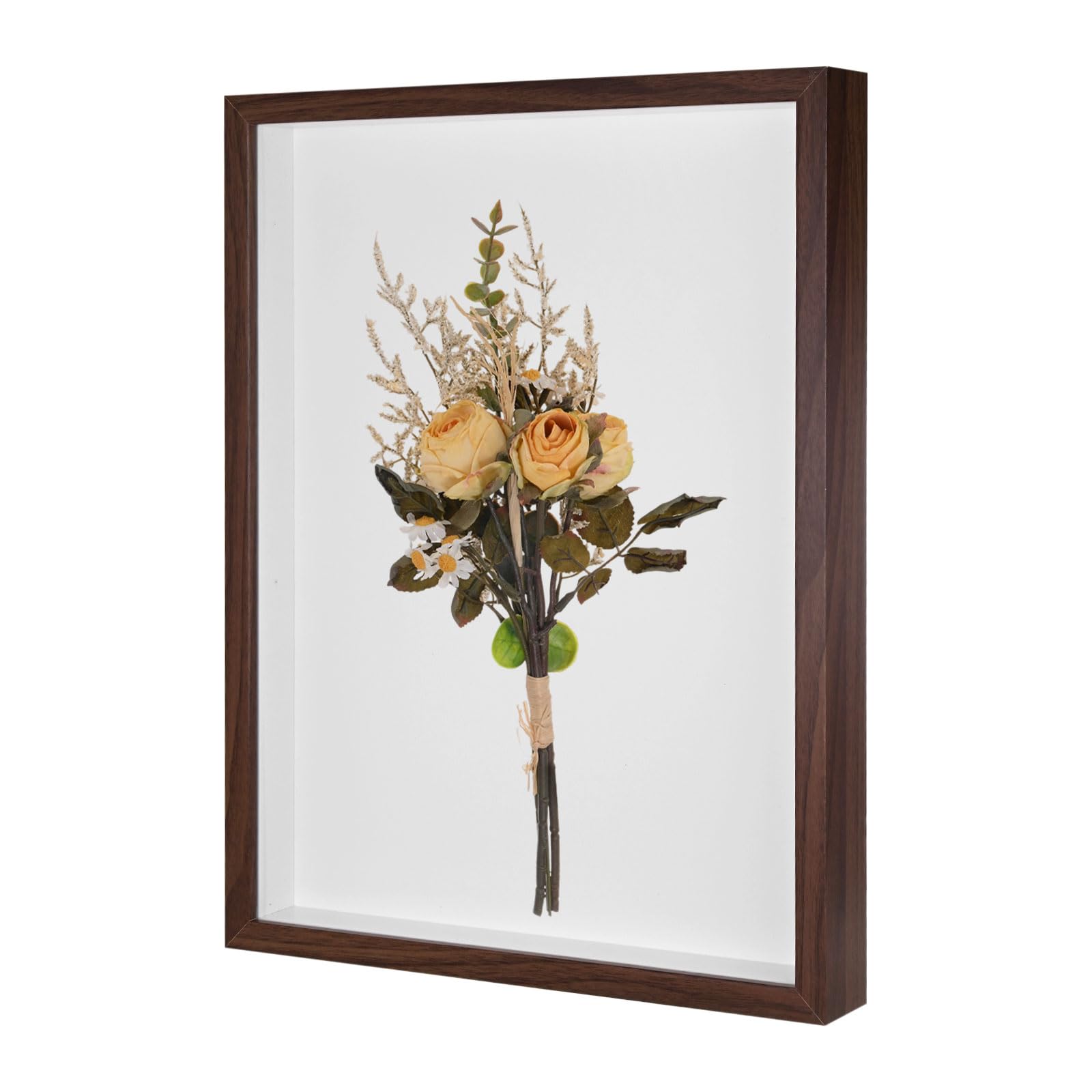 M METERXITY Shadow Box Frame (13 x 17 Inch, Brown) - Wooden Dried Flower Photo Frame, Memory Box Display Case with Felt Back, Apply to Flower/Tickets/Photos/Memorabilia DIY