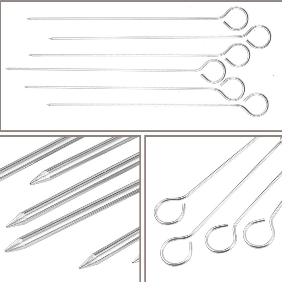 Set 20 Spiedini in Acciaio 24.5cm, Stuzzicadenti Barbecue Lunghi, Perfetti per Panettone, Falò, Grill per Marshmallow, Cioccolato, Spuntini e Verdure.