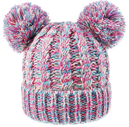 Urban Virgin Baby Girl Kids Hats Infant Toddler Beanies Cable Knit Pom Pom Ears Winter Cap Hats for Girls 1-5 Years3