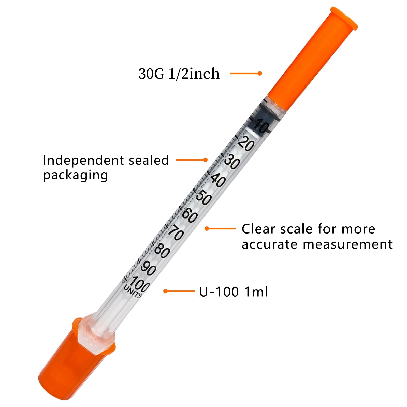 Paquete de 100 pipetas de plástico desechables de laboratorio de 1 ml/cc de 30 Ga (0,3 x 13 mm), selladas individualmente