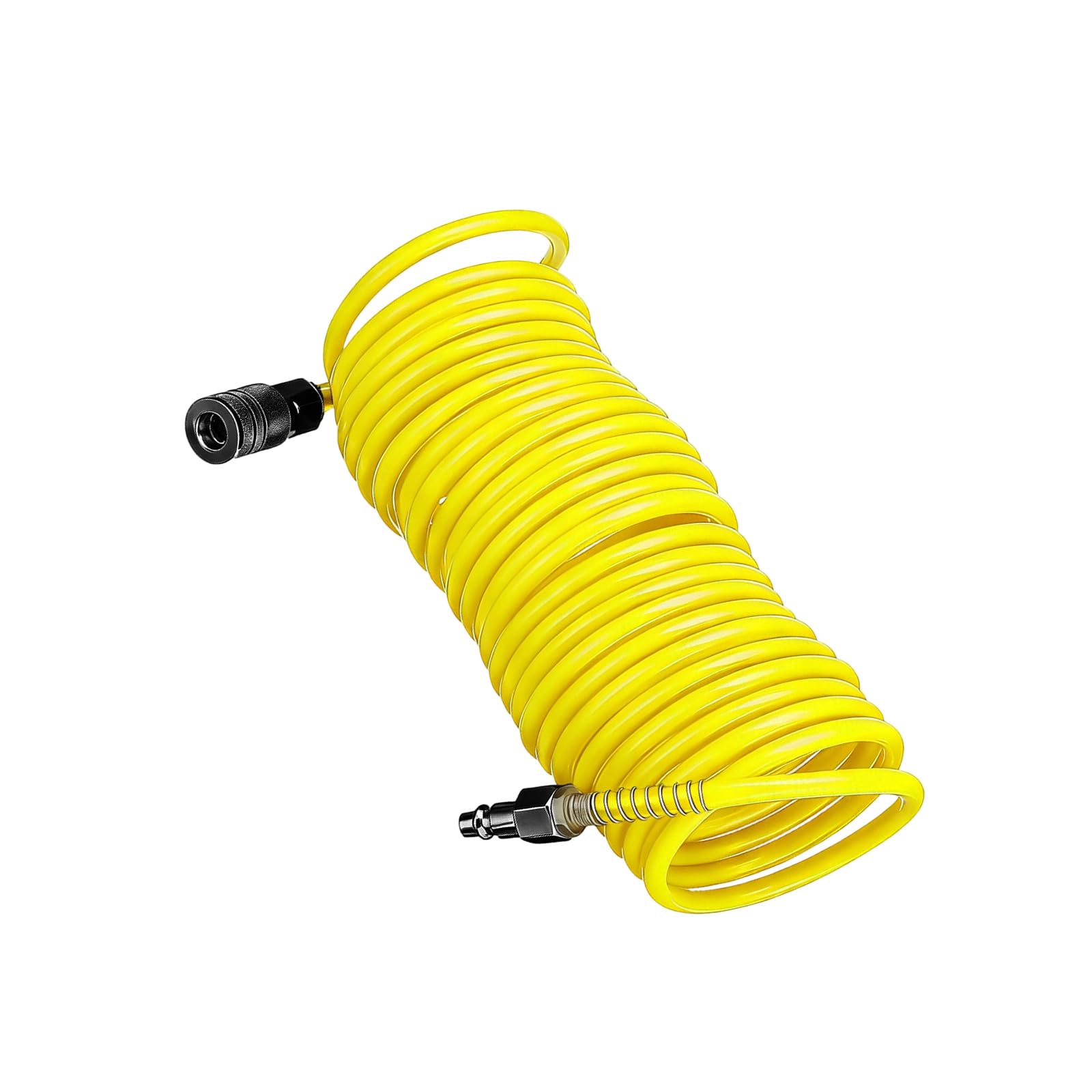 7.5m Tubing Air Compressor Hose Quick Coupling Pipe Pneumatic Tool Part Coiled Flexible Hose with 1 / 4in Quick Coupler Polyethylene Tube Tire Inflator