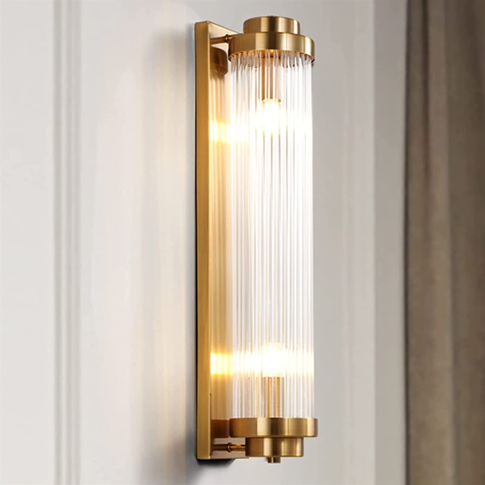 Metal Crystal Cylindrical Wall Light E14 Wall Lamp 2 Lights Bedroom Wall Sconce Living Room Hallway Lighting