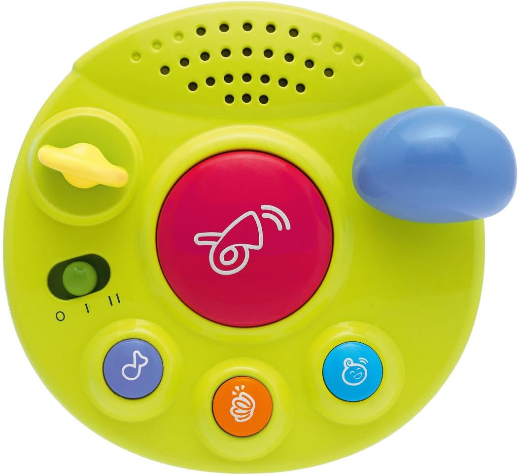 Close-up of the Chicco Quattro electronic activity center with buttons and a knob