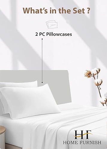 Miniatura 2 de Juego de 2 fundas de almohada de 400 hilos 100 % algodón, color blanco sólido, fundas de almohada de algodón de fibra larga para dormir, funda de