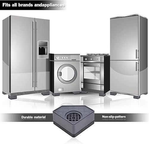 Miniatura 6 de Almohadillas antivibración para lavadora, pedestales para lavadora y secadora, almohadillas cuadradas de goma de alta resistencia, cancelación de