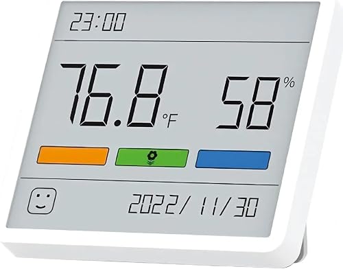 MEGA So - Digital LCD Indoor Thermometer Hygrometer, Temperature Sensor and Humidity Metre with Clock, White