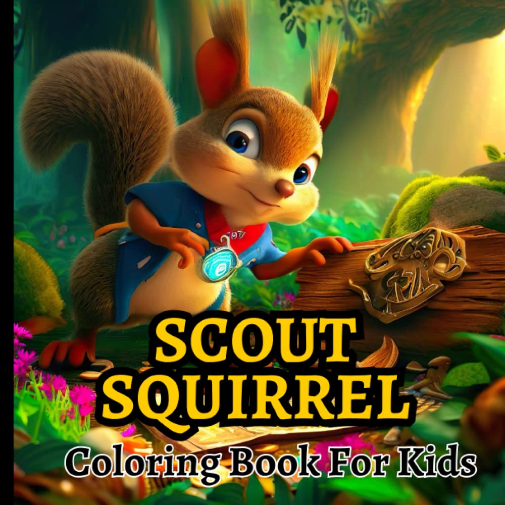 Scout Squirrel Coloring Book Kids: Embark on a Whimsical Coloring Adventure with Scout Squirrel, 40 Unique Cute Squirrel Coloring Pages, Perfect Gift for Scouting kids