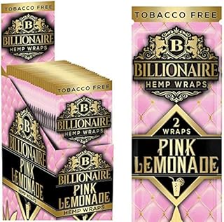 Billionaire Hemp Wraps! Organic Wraps, Tobacco Free! - (Pink Lemonade, 25 Packs)