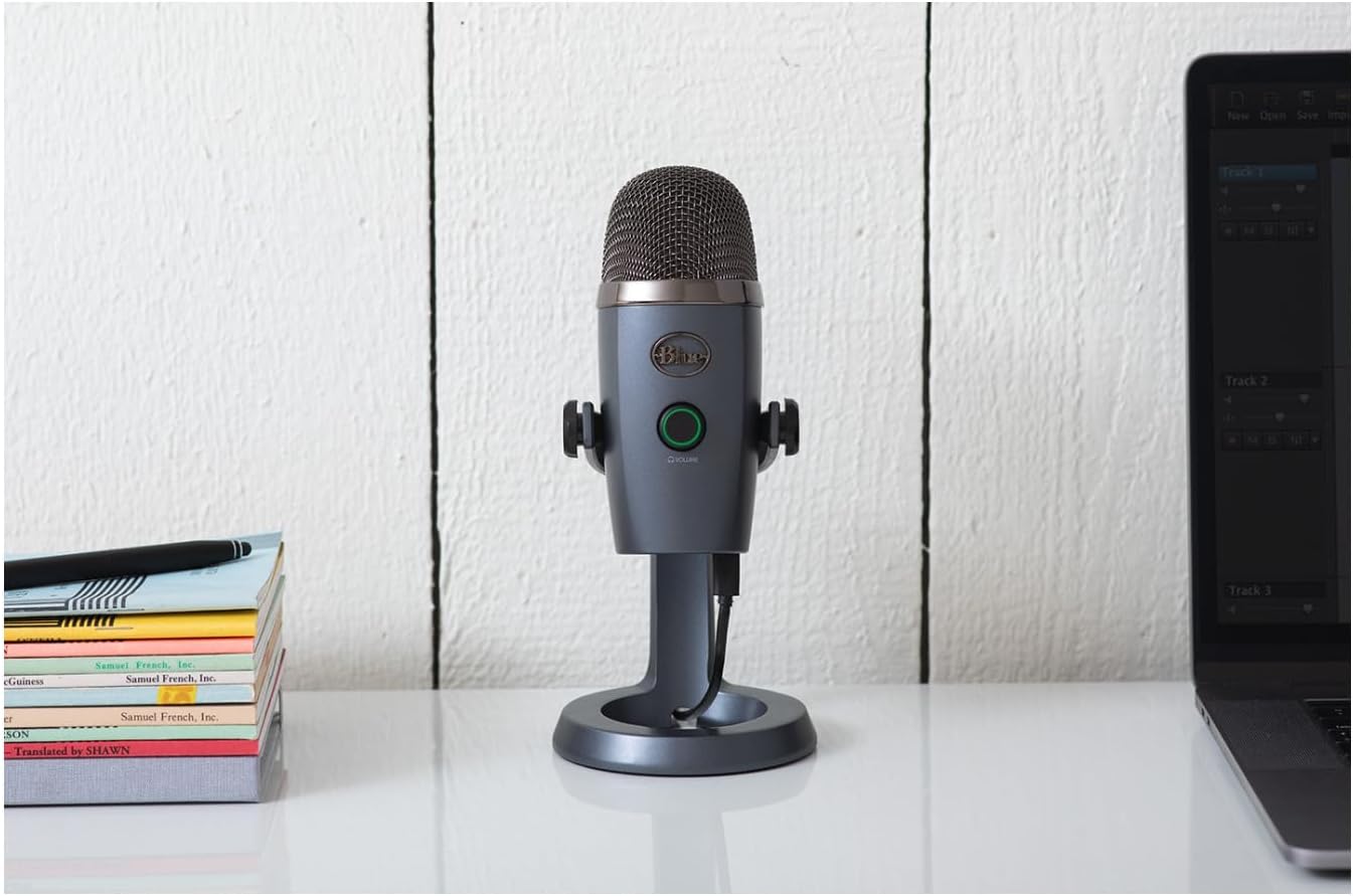 Blue Yeti Nano Premium USB Microphone (Shadow Gray) Bundle with Boom Scissor Arm and Pop Filter Compatible with Mac and PC (3 Items)