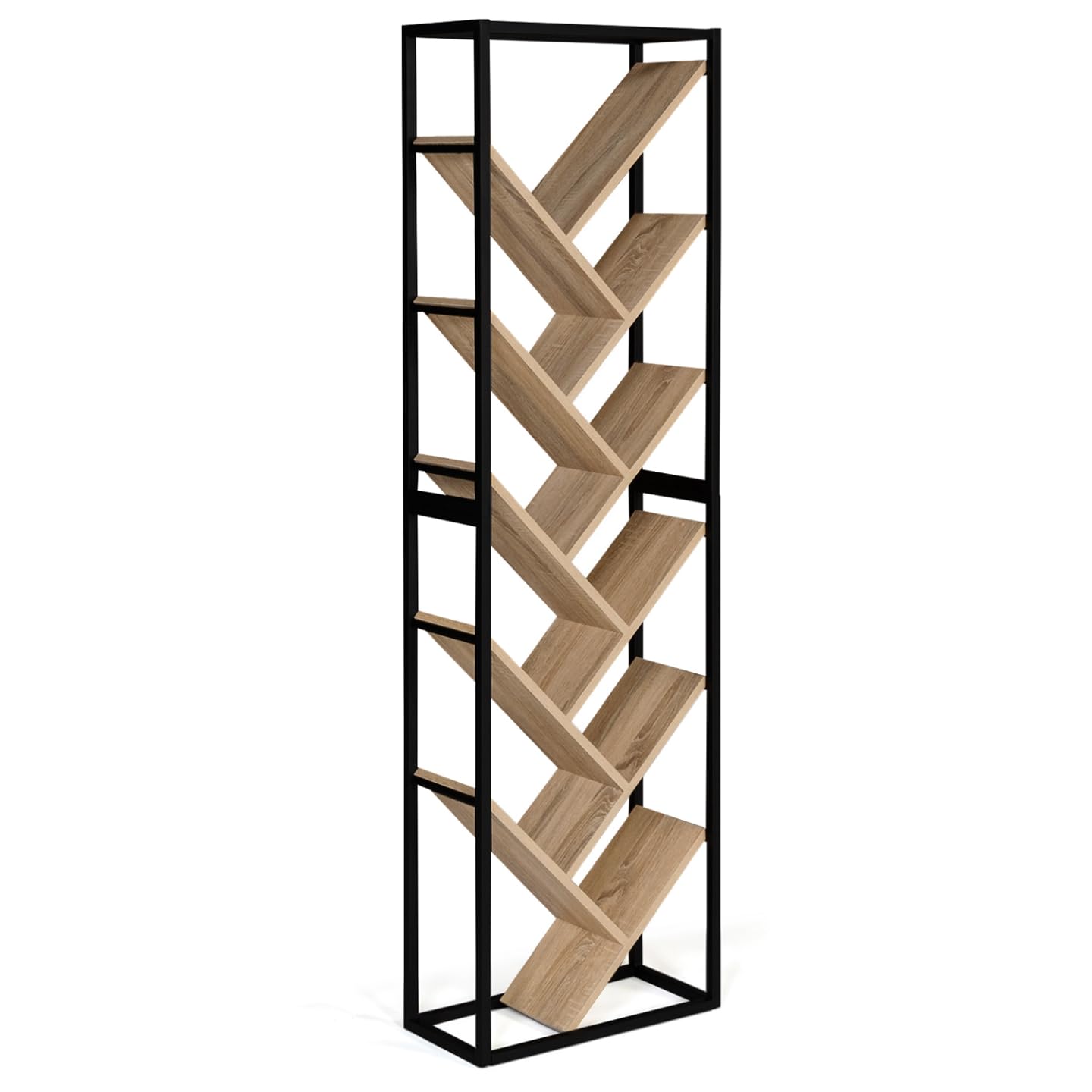 IDMarket - Etagère bibliothèque 10 Niveaux Detroit Bois et métal Noir