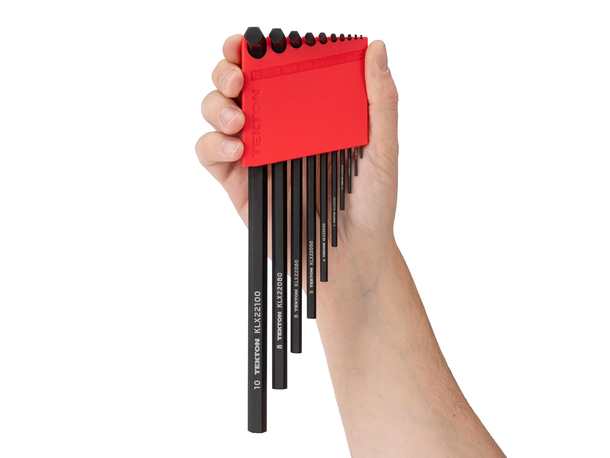 TEKTON Jeu de clés en L hexagonales plates avec support, 23 pièces (0,050-3/8", 1,3-10 mm) | KLX91305