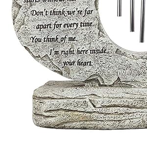 Paw Prints Pet Dog Memorial Stones with Wind Chimes, Loss of Dog Sympathy Keepsake Pet Dog Memorial Gi-fts, Heart Shaped Pet Dog Headstone Grave Markers for Garden Yard Patio Lawn Decor