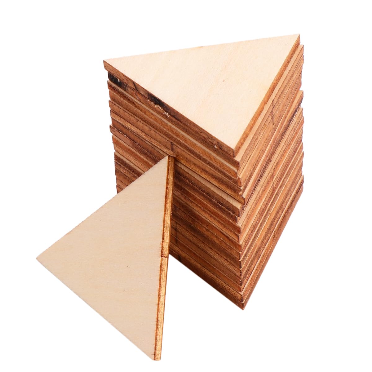 EXCEART Kids Crafts Wooden Craft Shapes 60pcs Unfinished Wood Cutout Wood Triangle Shaped Pieces for Craft DIY Projects Present Tags Home Decoration 50mm Kids Crafts Wooden Craft Shapes