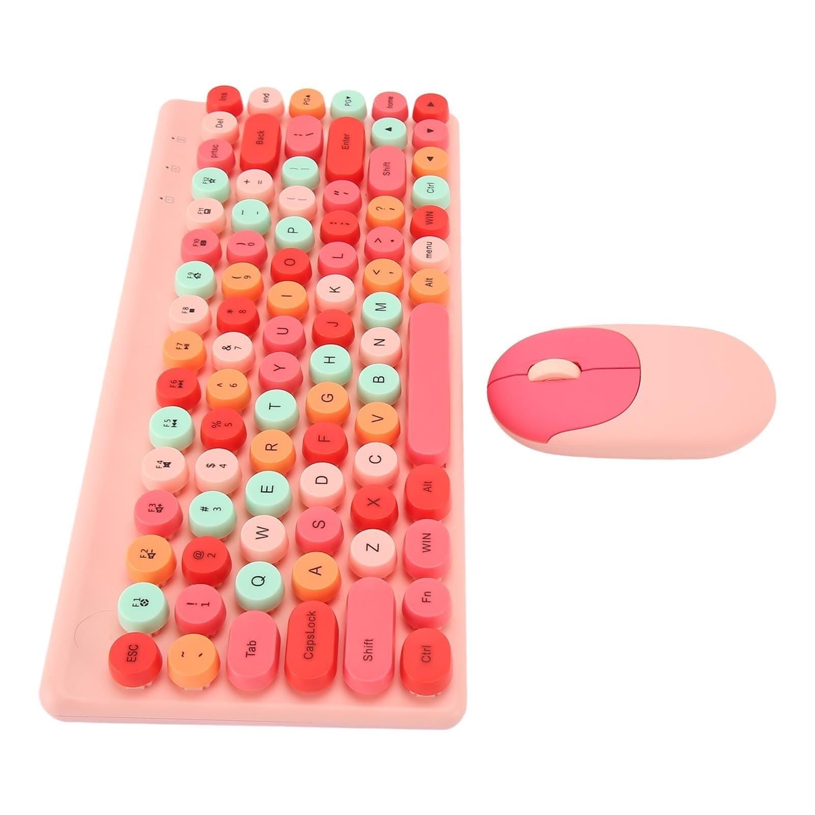 Klawiatura Mysz Klawiatura I Mysz Bezprzewodowa 86 Klawiszy Kolorowa Do Komputera Zestaw(Pink)