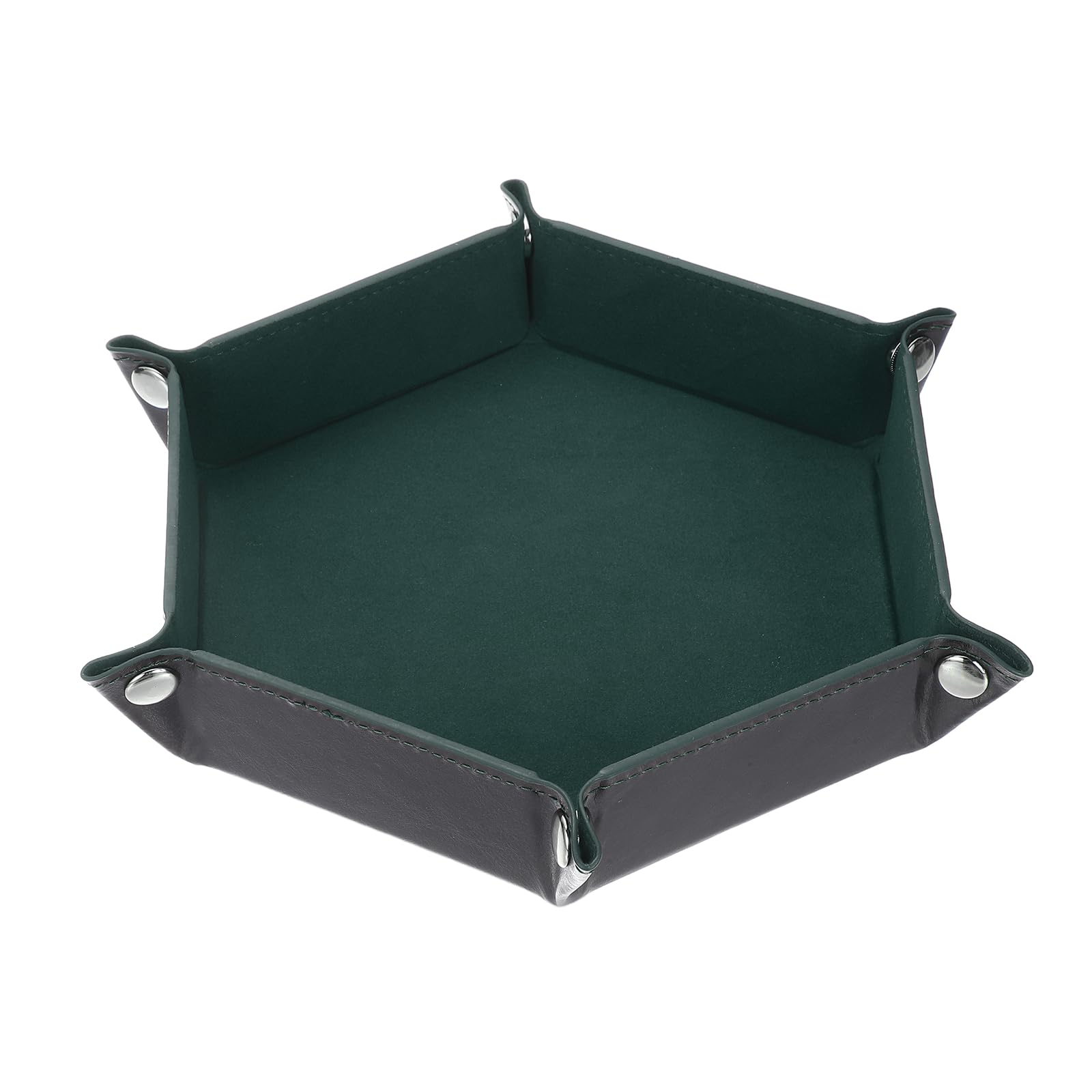 sourcing map Dice Tray 10" PU Leather Velvet Folding Hexagon Dice Rolling Tray Holder Storage Box Perfect for RPG DND Table Games & Entryway & Nightstand Organizer (Dark Blue, 1pcs)