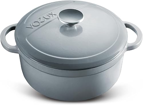 Voeux Utensilios de cocina - Cazuela de horno holandés de hierro fundido esmaltado con tapa (4 cuartos de galón, Gracieuse)