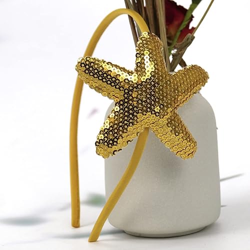 Miniatura 9 de Diadema de estrella láser con purpurina para el cabello, estrella de mar, lentejuelas y accesorios para el cabello, niñas y mujeres, cumpleaños,