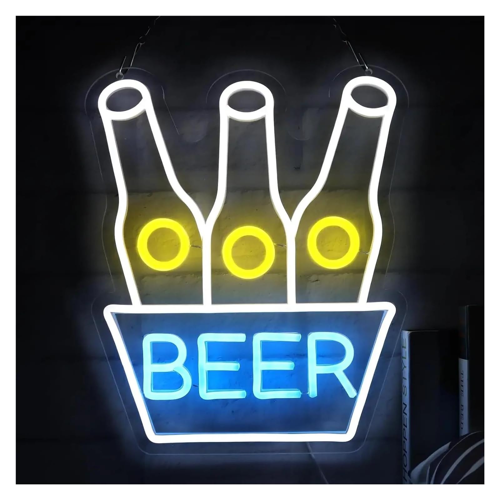 LEMST Signs Lamp Beer Neon Sign Beer Bar Light Dimmable USB Powered for Restaurant Man Cave Bedroom Living Room Party Birthday Decor 31cmx37cm