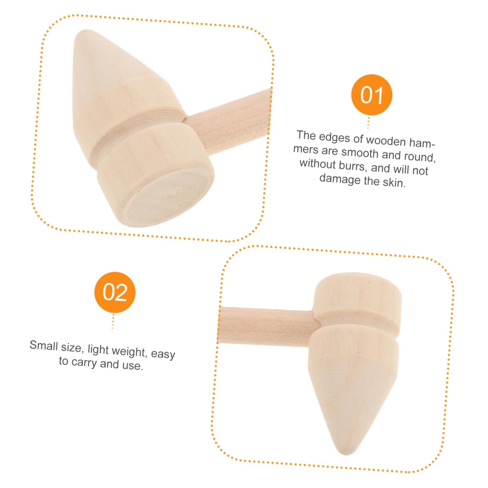 Outanaya 5pcs Mini Wooden Mallets Small Hammers for Crafts Multifunctional Hammer Toy Gavel Boys and Girls Toy