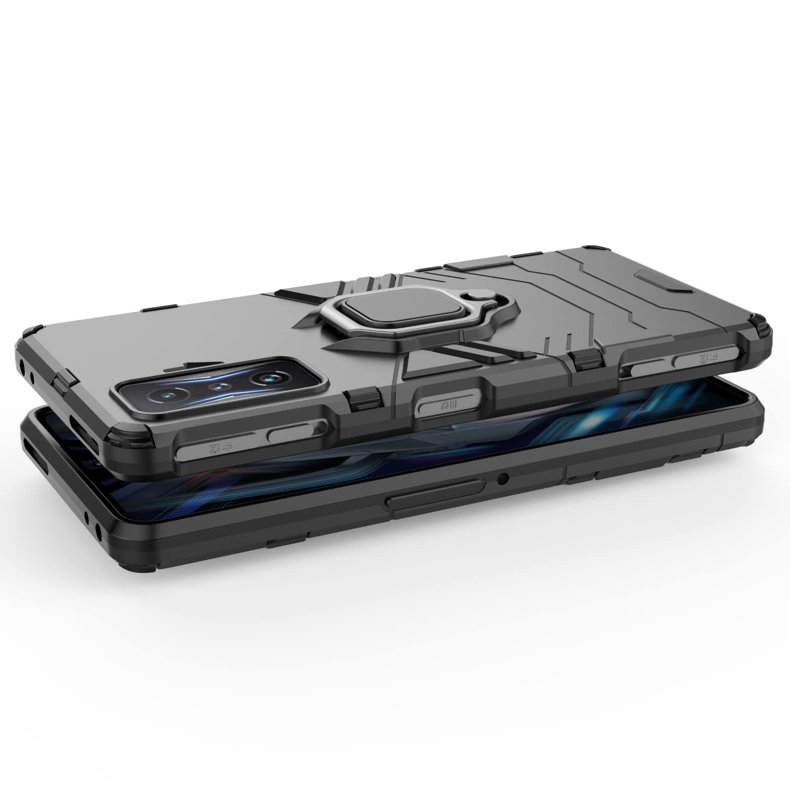 XYYDS Cover per Xiaomi Poco F4 GT, Custodia per Telefono Antiurto con Anello di Supporto, Hard PC e TPU Bumper Opaco Traslucido Case Cover - Blu Cielo