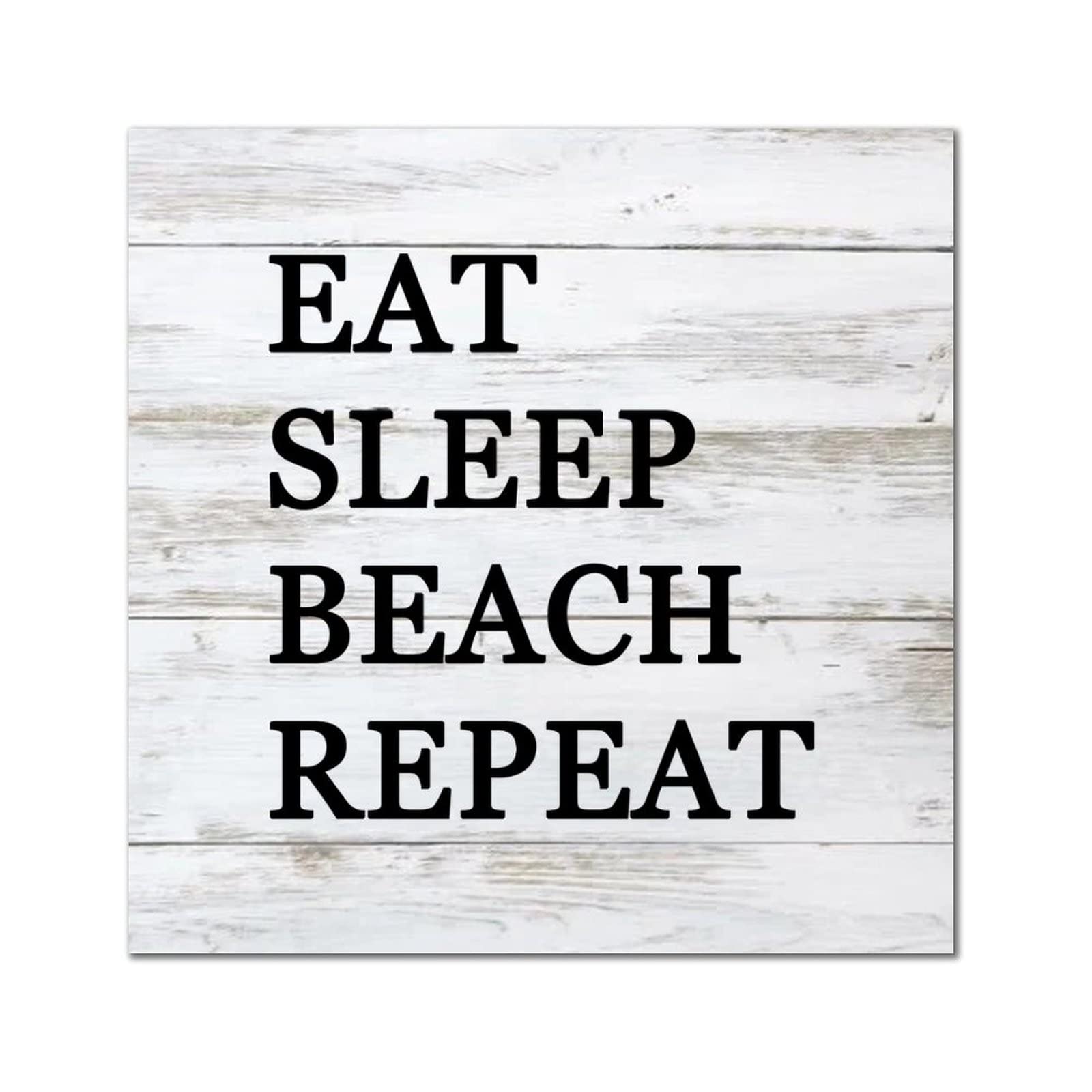 Panneau bois Eat Sleep Beach Repeat au fini soigné pour une décoration de charme